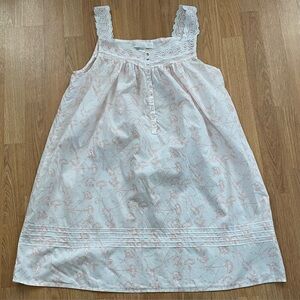 Eileen West Floral Lace Strap Short Cotton Nightgown Size Medium